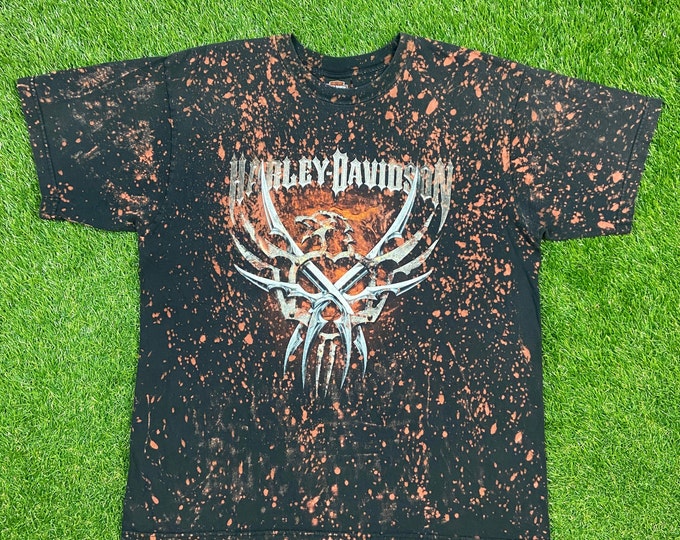 Vintage Harley Davidson South Bend Indiana T Shirt Tee Size Xtra Large XL Custom Dyed Handmade Shirt 3D Eagle Motorcycle Biker Classic 1990s