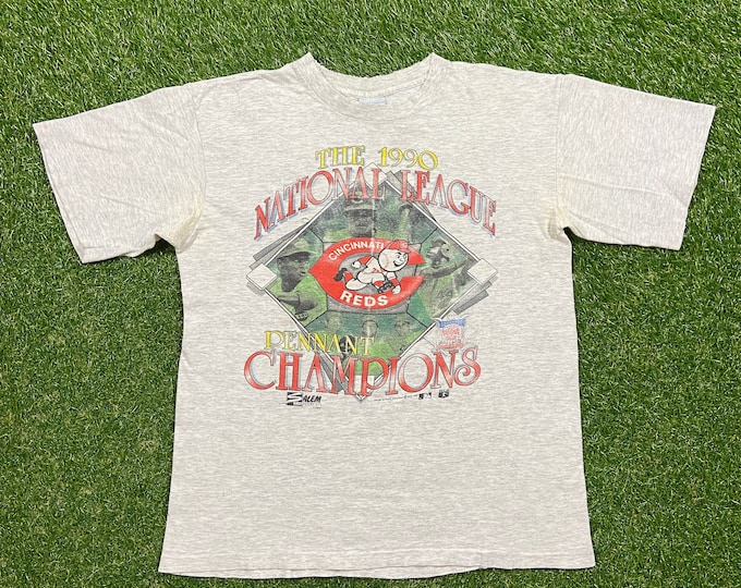 Vintage Cincinnati Reds T shirt Tee Size Large MLB Baseball 1990 National League Champion Ohio Cleveland Red Ken Griffey Jr 90s