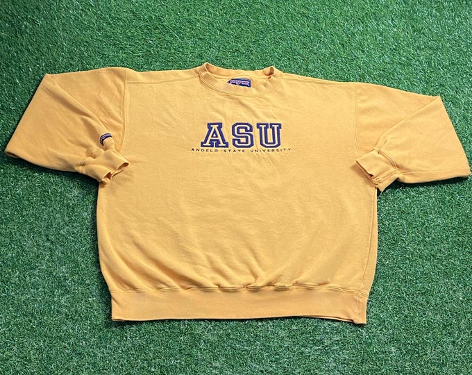 Vintage Angelo State University Crewneck Sweatshirt Jansport Size Medium M NCAA College Football San Angelo Texas 1990s Pull Over Oversized