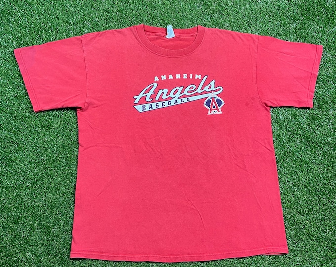 Vintage Anaheim Angels T Shirt Tee Majestic Size Xtra Large XL MLB Baseball Los Angeles California Pujols 00s