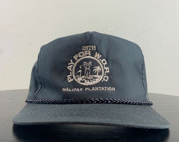 Vintage Play for WORC Strap Back Hat OSFA Halifax Plantation Tournament Players Club Golf PGA Tour Tiger Woods 1990s 90s