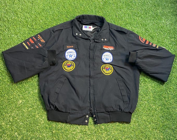 Vintage Schneider National Carriers Bomber Jacket Made USA Size Xtra Large XL Freight Truck Drivers Shipping Receiving Supply Delivery 1990s