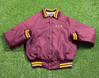 Vintage Bethune Cookman University Bomber Jacket Majestic Made USA Size Medium M College Alumni Daytona Beach Florida Wildcats 1990s 90s