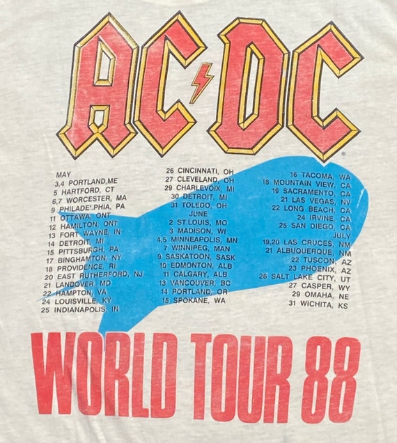 Vintage AC DC Heat Seeker T Shirt Rock Tee Size Small World Tour 1988 Hard Rock Rare Print! 1980s 80s View 6