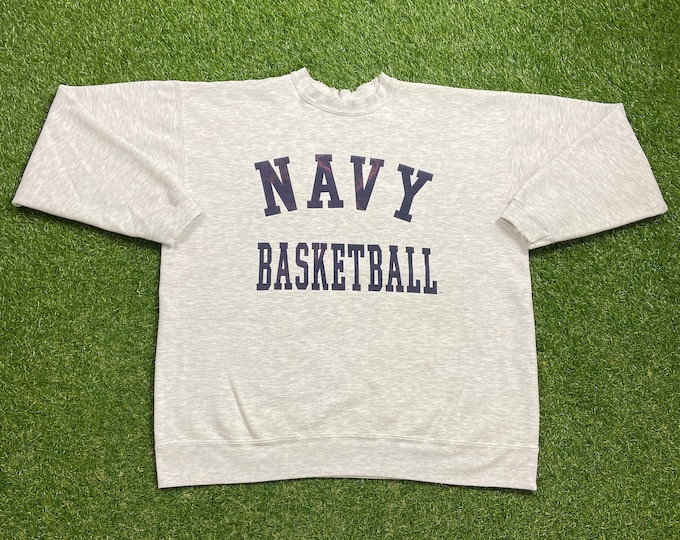 Vintage United States Navy Basketball Crewneck Sweatshirt Size XXL Marines Army United States Military Veteran Sea 90s Pull Over Oversized