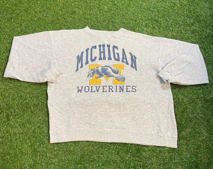 Vintage University of Michigan Wolverines Crewneck Sweatshirt Size Xtra Large XL NCAA College Football Detroit Big House 1990s Pull Over