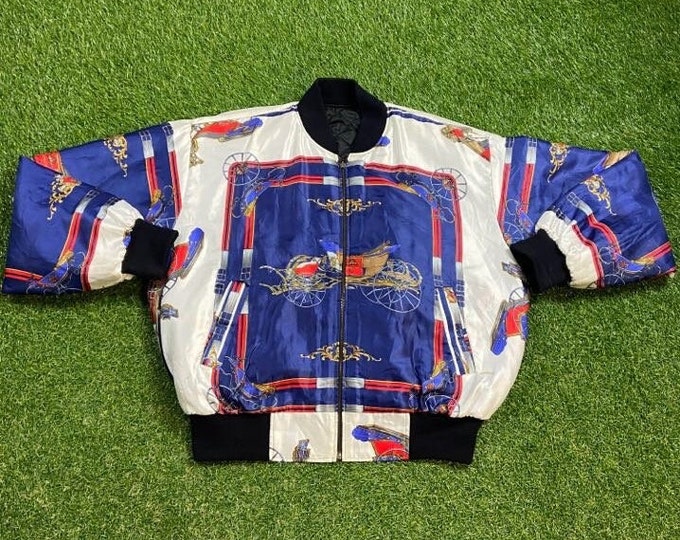 Vintage Multicolor Artsy Reversible Jacket Size Large L Multicolor Quality Great Fit Classic Art Fashion 1980s 80s
