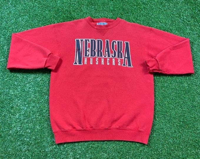 Vintage University of Nebraska Cornhuskers Crewneck Sweatshirt Time Out Made USA Size Large L NCAA College Football 1990s 90s Pull Oversized