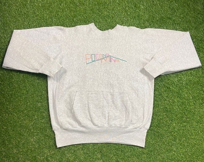 Vintage Pocono Mountains Crewneck Sweatshirt Made USA Size Large L Pennsylvania Forrest Lakes Valleys 1990s 90s Pull Over Oversized