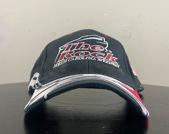 Vintage The Rock North Carolina Speedway Snapback Hat Cap OSFA NASCAR Racing Daytona 500 1990s 90s