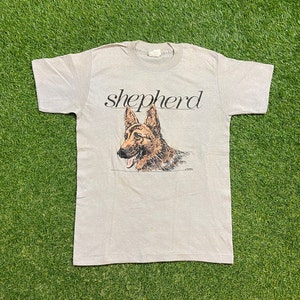 Vintage Schäferhund Portrait T Shirt T-Shirt USA Größe L Hunderasse machen Tracks Maine 1990er Jahre 90er Jahre