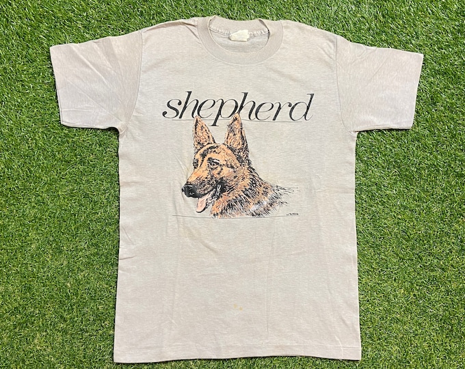 Vintage German Shepherd Portrait T Shirt Tee Made USA Size Large L Dog Puppy Breed Making Tracks Maine 1990s 90s
