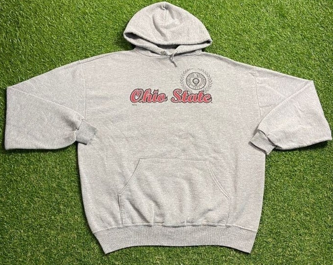 Vintage Ohio State University Hoodie Sweatshirt Size Xtra Large XL Cleveland NCAA College Football Basketball OSU 1990s Pull Over Oversized