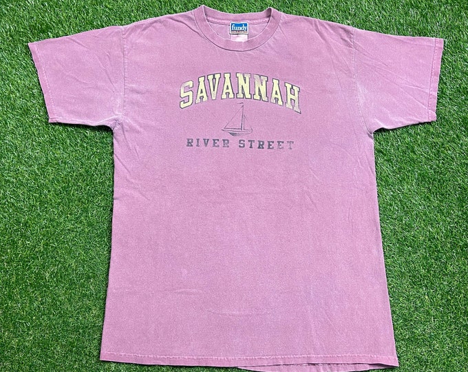 Vintage Savannah Georgia T Shirt Tee Made USA Size Large L River Street Classic Athens Atlanta 1990s 90s