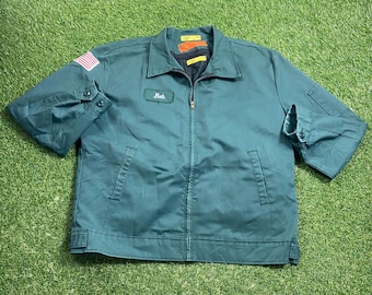 Vintage Green Bomber Jacket Made USA Size Xtra Large XL Bob High Quality Classic Comfortable Wear Work Apparel 1990s 90s