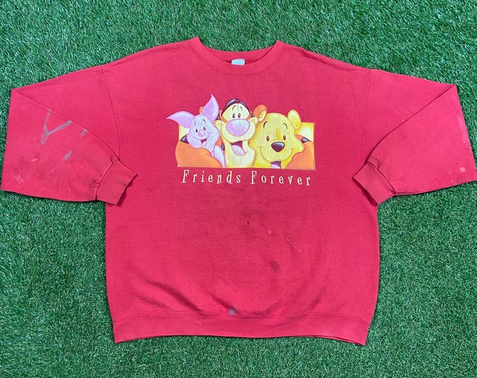 Vintage Winnie the Pooh Bear Crewneck Sweatshirt Made USA Size XXL 2XL Walt Disney World WDW Disneyland Piglet Tigger Pull Over 1990s 90s