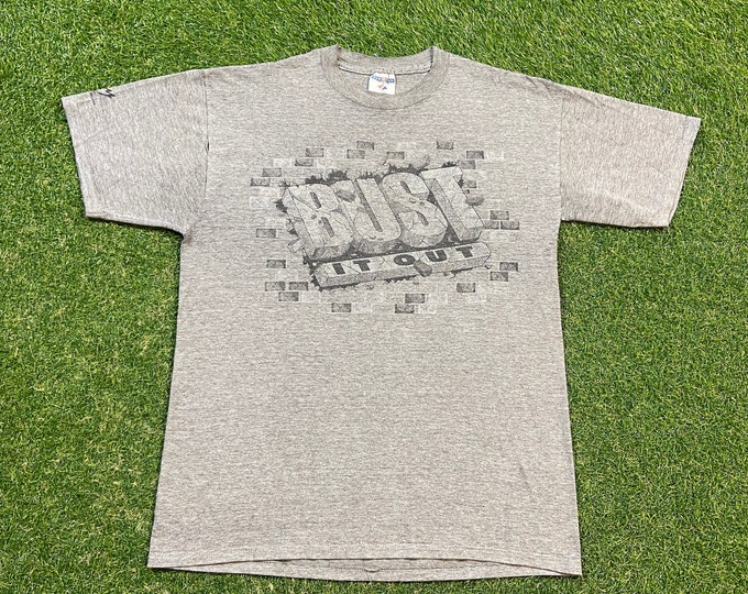 Vintage Bust It Out T Shirt Tee Jerzees Made USA Size Large L Quality 1990s Great Fit Original 90s