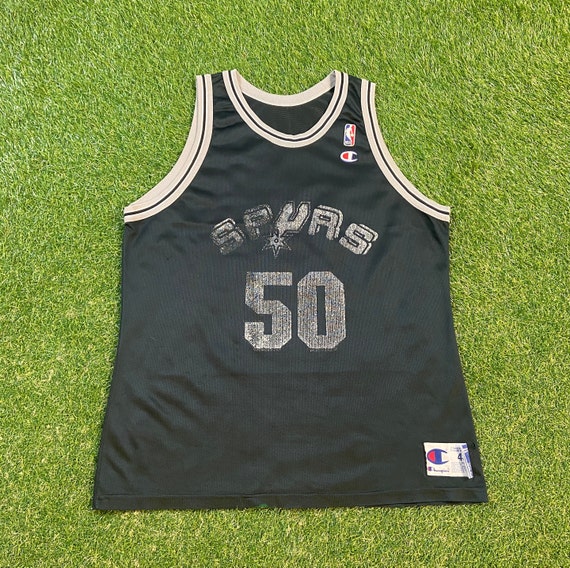 希少‼️USA製 90s NBA SPURS Champion 48 ブラック San Antonio Spurs Duncan Champion Vintage Jersey NBA 90s