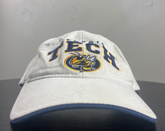 Vintage Georgia Tech University Strap Back Hat Cap OSFA Atlanta Yellow Jackets NCAA College Basketball 1990s 90s