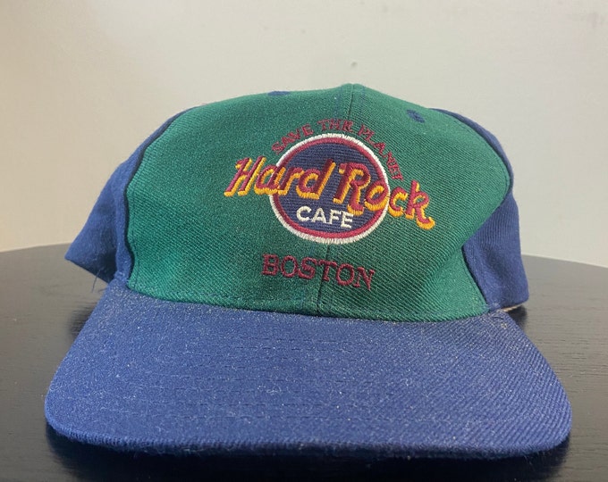 Vintage Hard Rock Cafe Boston Snapback Hat OSFA Massachusetts New England Classic Music Hotel 1990s 90s
