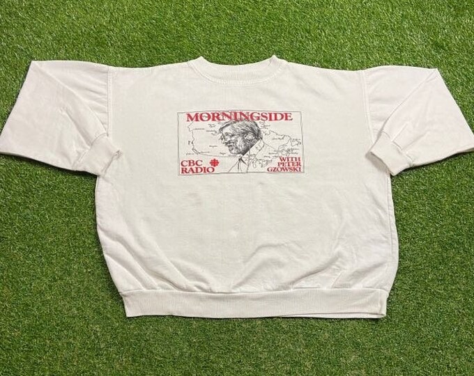 Vintage Morningside CBC Radio Crewneck Sweatshirt Made in Canada Size Xtra Large XL Peter Gzowski NPR Broadcast 1990s 90s
