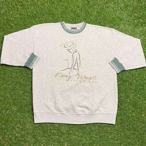 Vintage Key West Florida Golf sweatshirt met ronde hals maat groot PGA Tour TPC Sawgrass US Open Masters Collection Tiger Woods 1990s 90s