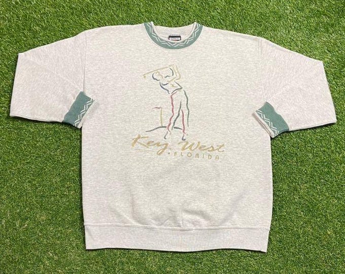 Vintage Key West Florida Golf Crewneck Sweatshirt Size Large PGA Tour TPC Sawgrass US Open Masters Collection Tiger Woods 1990s 90s