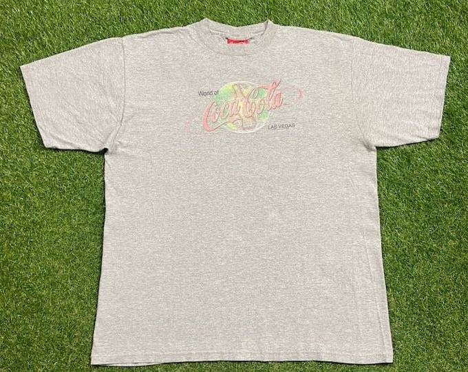 Vintage Rare Coca Cola Coke T Shirt Tee Made USA Size Xtra Large XL Las Vegas Nevada Classic Cola Soda Pepsi 1990s 90s