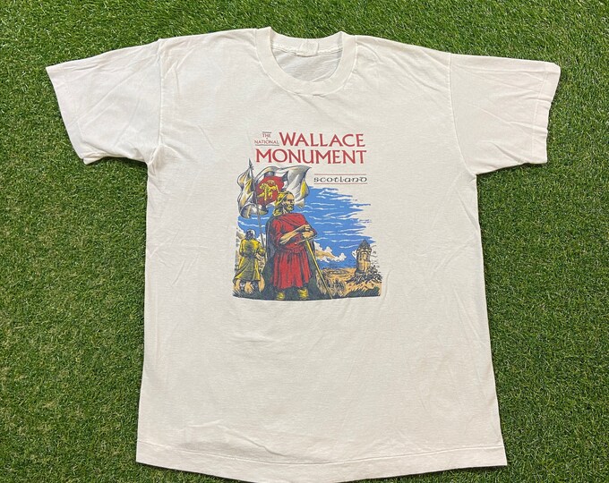 Vintage The National Wallace Monument T Shirt Tee Size Medium M Scotland Original Scottish Design Great Britain UK Ireland 1990s 90s