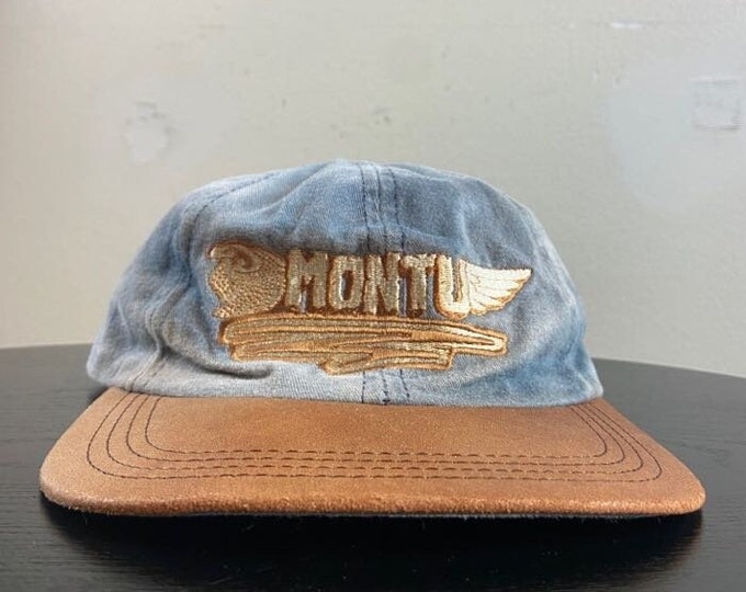 Vintage Busch Gardens Montu Snapback Hat Made USA OSFA Tampa Bay Florida FL Amusement Theme Park Rollercoaster Animals 1990s 90s
