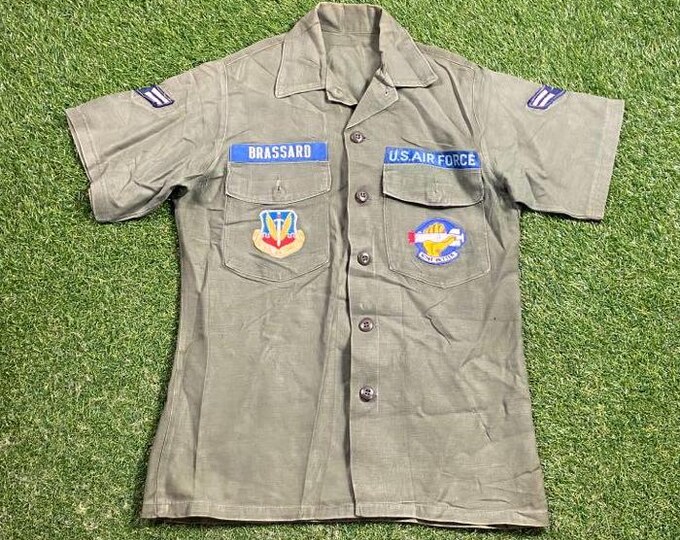 Vintage US Air Force Button Down Shirt Size Small S Military Army Marines Navy United States Veteran 1990s 90s