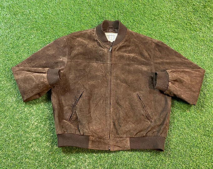 Vintage Brown Jacket Boston Harbour Size Xtra Large XL Classic Apparel Quality Fit Coat 1990s 90s