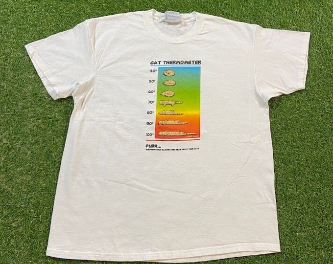 Vintage Cat Thermometer T Shirt Tee Lee Made USA Size Xtra Large XL Classic Animal Graphic Shirt 1990s 90s Cats Kitten Cat Lover