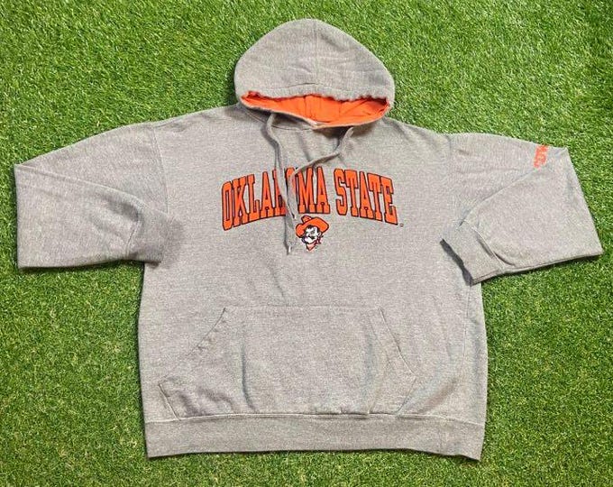 Vintage Oklahoma State University OSU Hoodie Sweatshirt Size Medium M NCAA College Football Cowboys Pull Over Oversized 1990s 90s