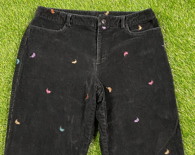 Vintage Rafaela Corduroy Black Jeans Size 14 Classic Jean Pants Dungerees Vtg Bottoms Ladies Womens 1990s 90s