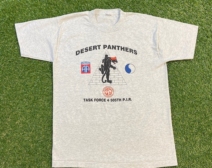 Vintage Desert Panthers T Shirt Tee Size Medium M Task Force Airborne Operation 1990's 90's