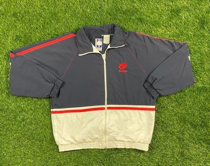 Vintage Lotto Tennis Italiano Windbreaker Jacket Size Large Lotto Sport Italia Italy Light Rain Jacket