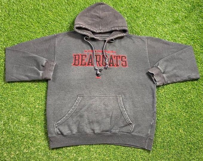 Vintage University of Cincinnati Bearcats Hoodie Sweatshirt Size Large L Ohio NCAA Football Basketball Pull Over Oversized 1990s 90s