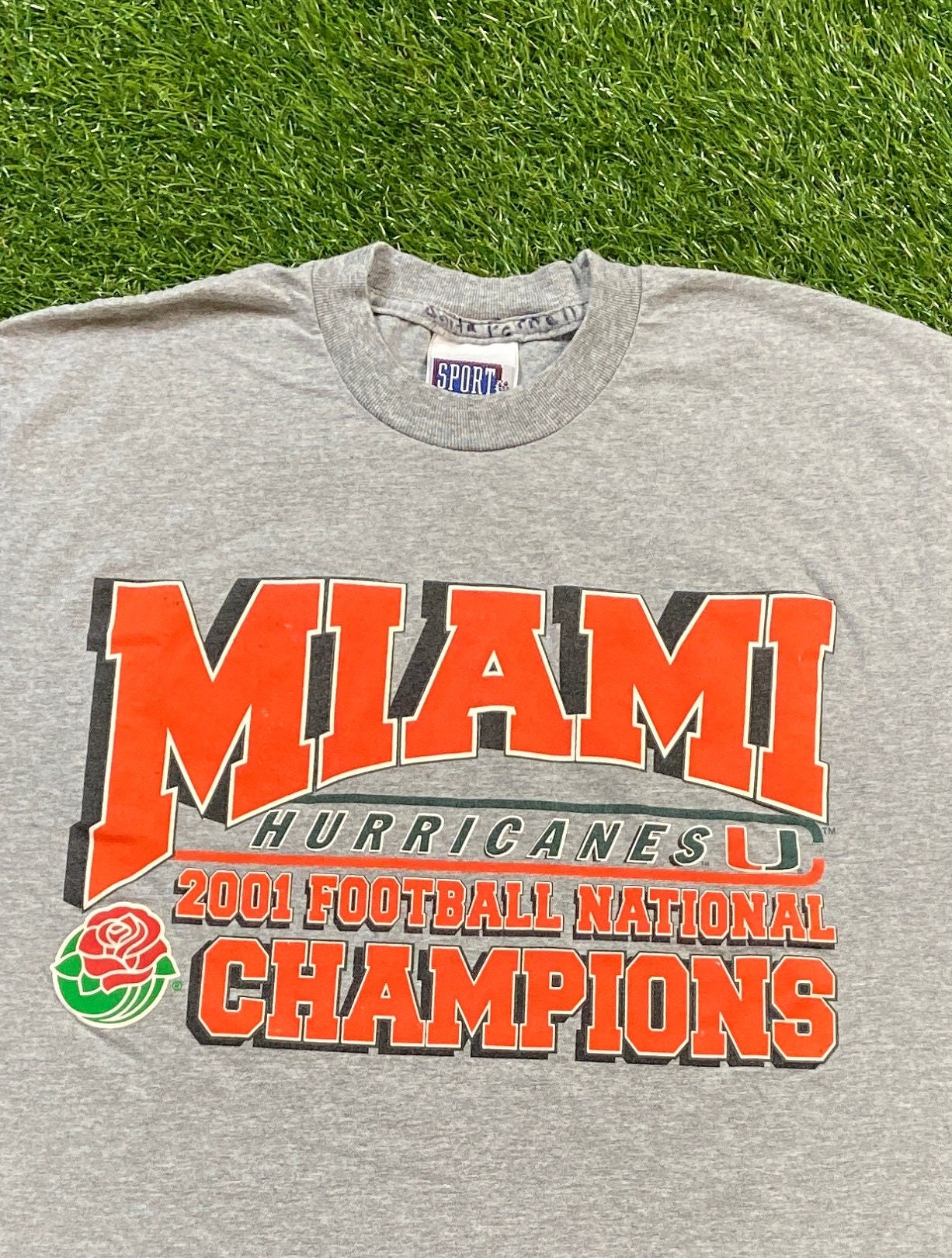 Vintage Miami Hurricanes Football 1980s NCAA T-Shirt - UM Crewneck Sweater  - Bluefink