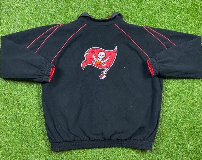 Vintage Tampa Bay Buccaneers Reversible Windbreaker Fleece Jacket Size XXL 2XL NFL Football Florida Tom Brady TB12 Light Rain Coat