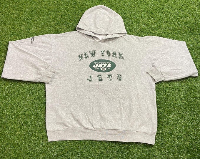 Vintage New York Jets Hoodie Sweatshirt Size Xtra Large XL NFL Football Ny Joe Namath Pull Over Oversized 1990s 90s