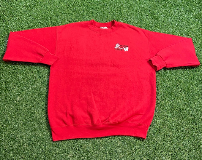 Vintage University of Wisconsin Badgers Crewneck Sweatshirt Made USA Size Large L Bucky Badger NCAA College Football 1999 Rose Bowl 90s