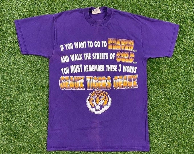 Vintage Louisiana State University T Shirt Tee Red Oak Made USA Size Medium M NCAA College Football Baton Rouge Fighting Tigers LSU Classic