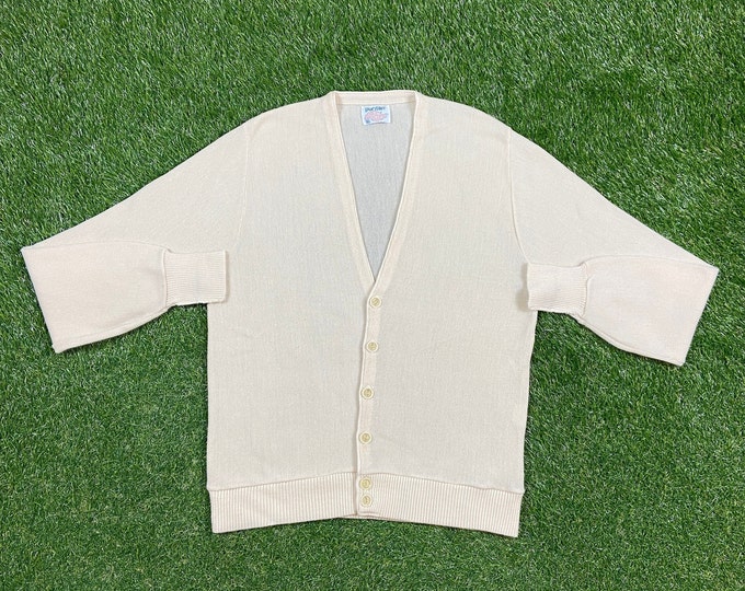 Vintage Beige Cardigan Sweater Puritan Size Xtra Large XL 1980s 80s Comfy Button Down Warm