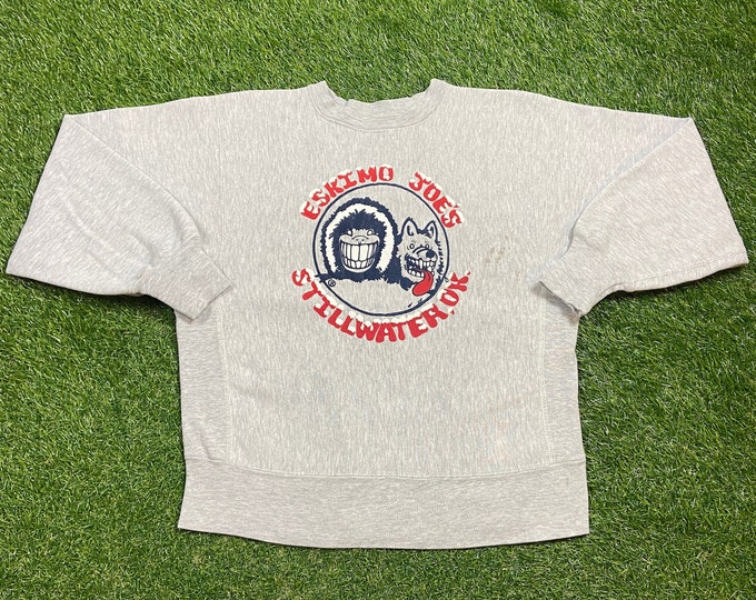 Vintage Eskimo Joe's Crewneck Sweatshirt Champion Reverse Weave Made USA Size Medium M Restaurant Juke Joint Stillwater Oklahoma 1990s 90s