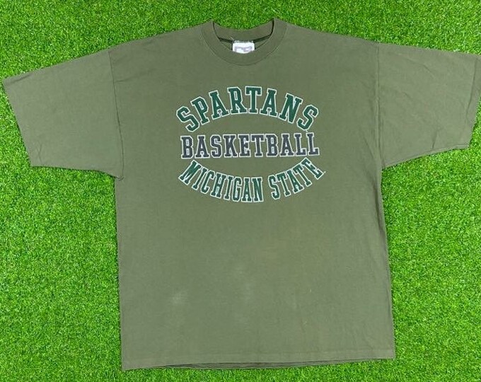 Vintage University of Michigan State Spartans T Shirt Tee NCAA Basketball Cable Sportswear XXL 2XL Detroit 1990s 90s Classic