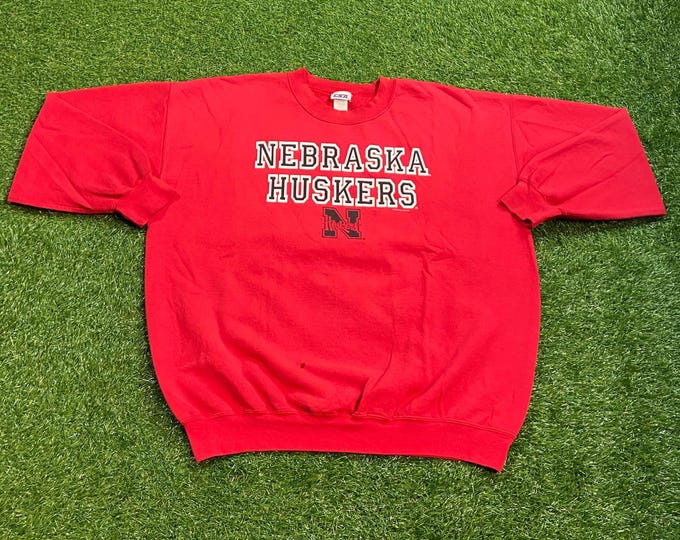 Vintage University of Nebraska Cornhuskers Crewneck Sweatshirt Size Xtra Large XL NCCA College Football 1990s 90s Pull Over Oversized