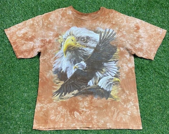 Vintage Bald Eagles T Shirt Tee Size Large L National Wildlife Federation Animals Habitat All Over Print Cool 1990s 90s
