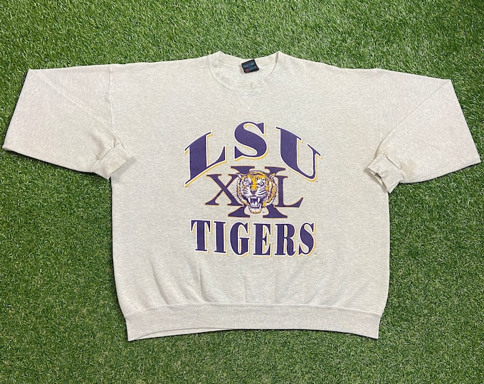 Vintage Louisiana State University Crewneck Sweatshirt Size Xtra Large XL NCAA College Football Fighting Tigers LSU 90s Pull Over 1990s