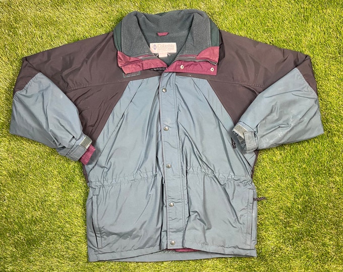 Vintage Columbia Blue Ridge Winter Athletic Jacket Size Large Warm Zipper Jacket Windbreaker 1990s Coat Puffer Puffy Hiking Coat